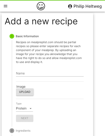 Users can add their own recipe and upload images