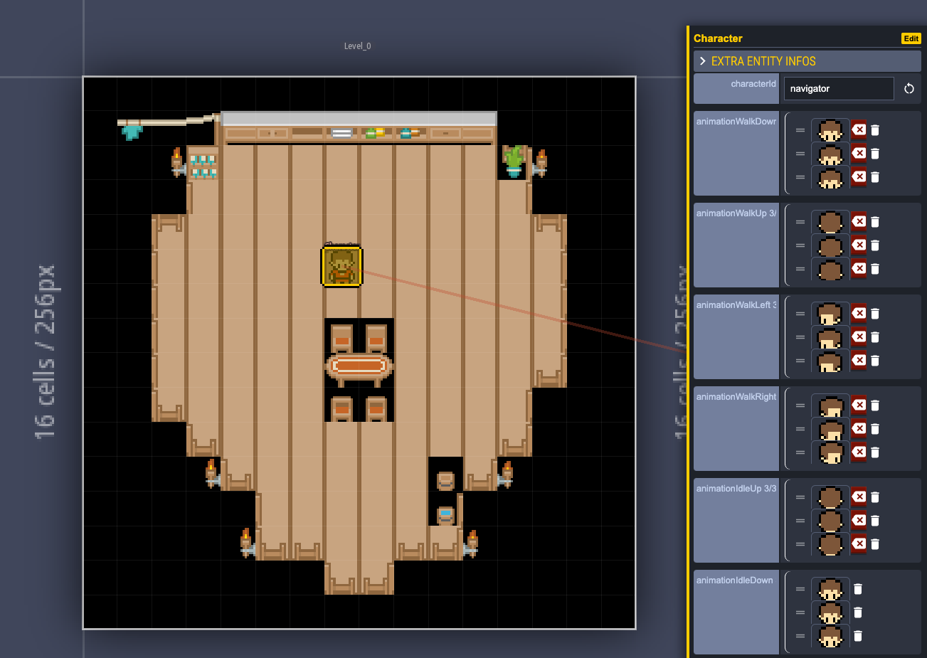 Characters can be configured with animations based on the custom tile field